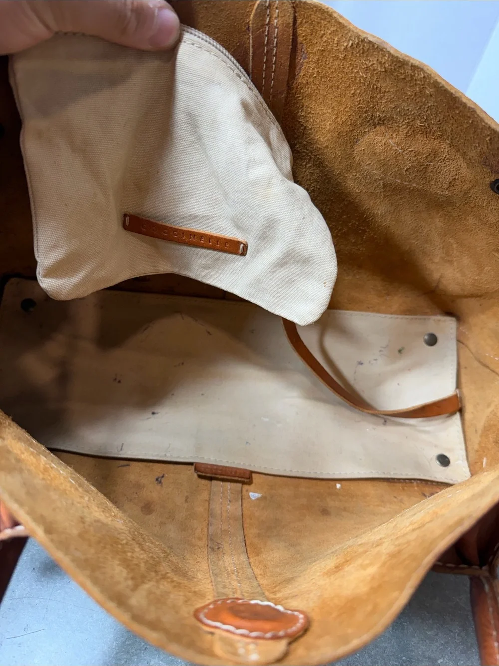 COCCINELLE Leather Tote Handbag in Cognac Brown project bag - Picture 6 of 6